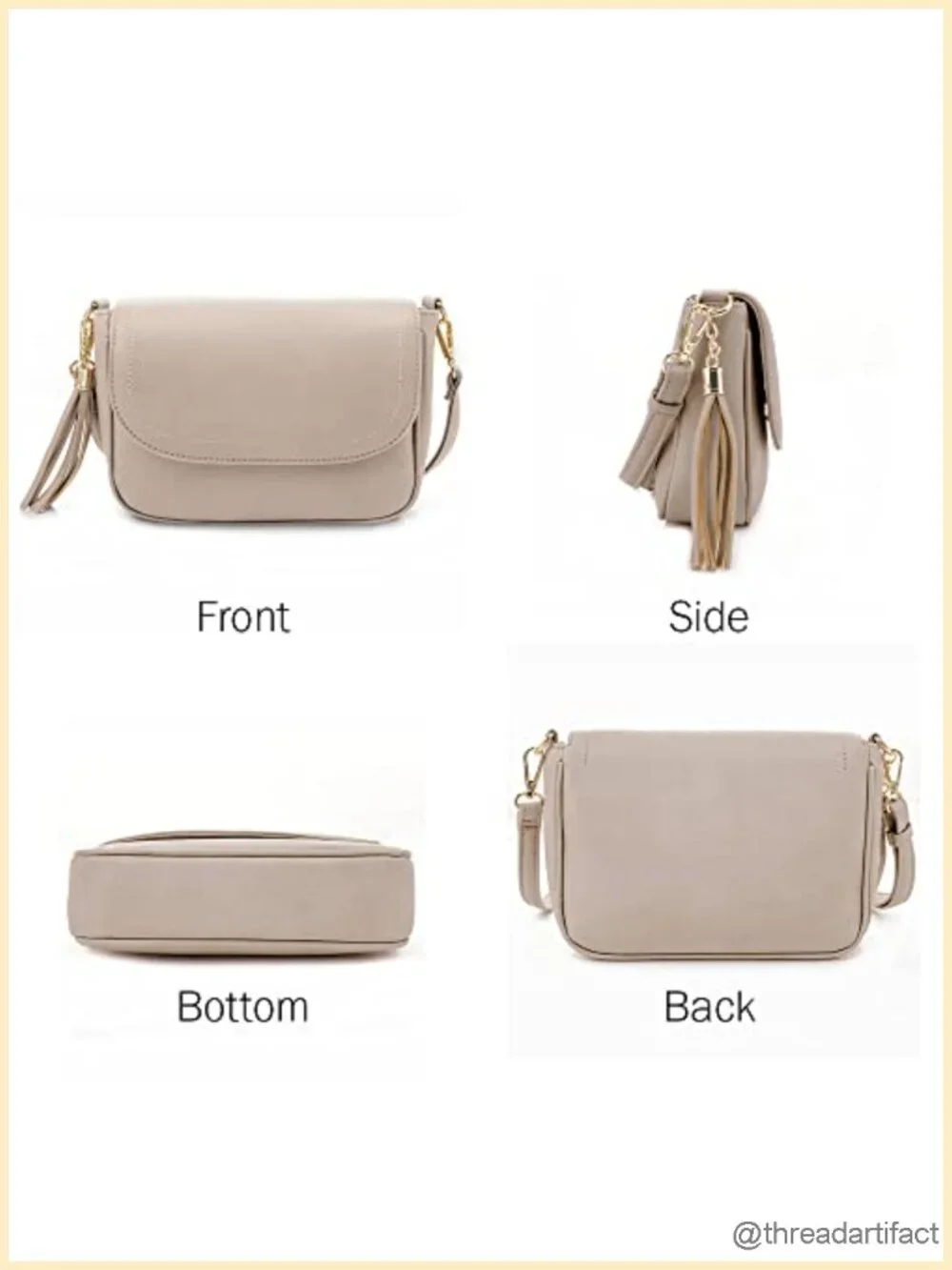 Small Flap Saddle Crossbody Bag with Tassel Vegan Leather Shoulder Purse